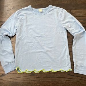 Crewcuts blue sweatshirt top with green trimming at bottom. Girls size XL.